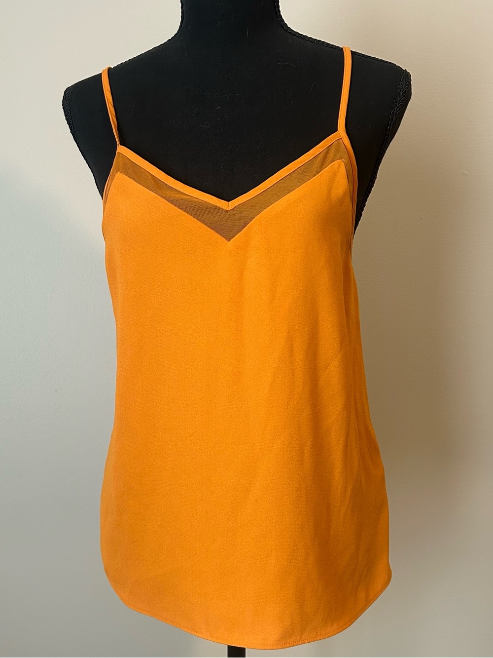 Nine West Orange Mesh Detail Cami Tank Top Size XS